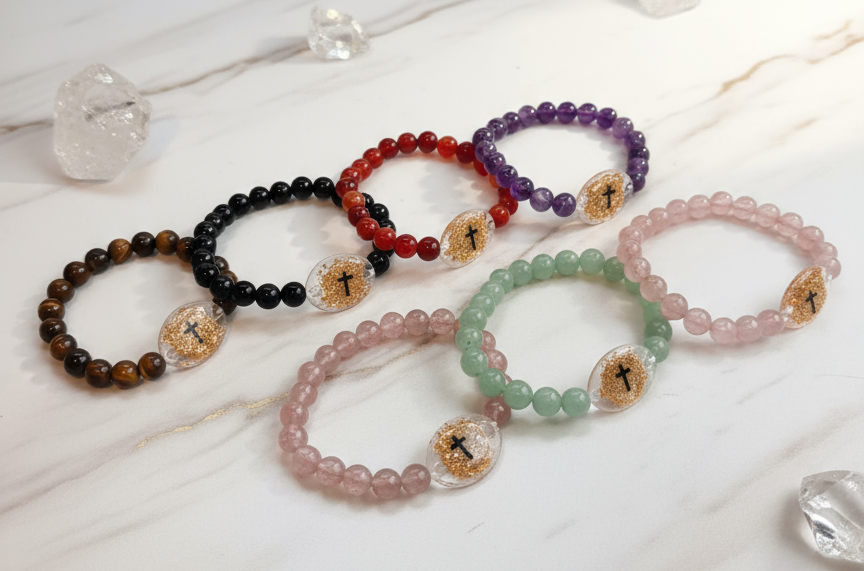 Bible Verse Crystal Bracelet – Aquamarine (Calm & Serenity)