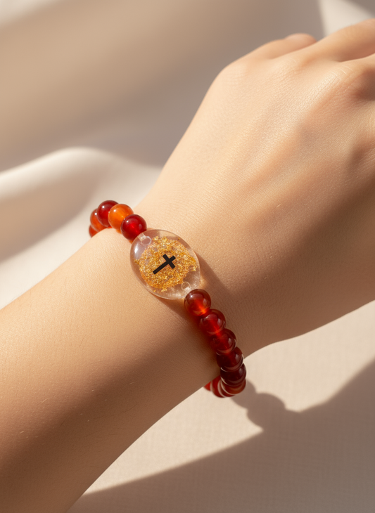 Bible Verse Crystal Bracelet – Red Agate (Vitality & Strength)
