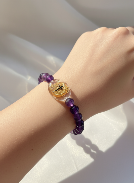 Bible Verse Crystal Bracelet – Amethyst (Wisdom & Clarity)