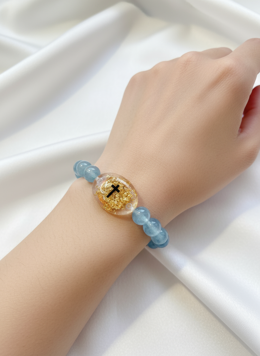 Bible Verse Crystal Bracelet – Aquamarine (Calm & Serenity)